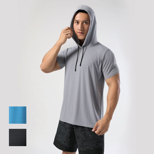 Sports hooded T-shirt male
