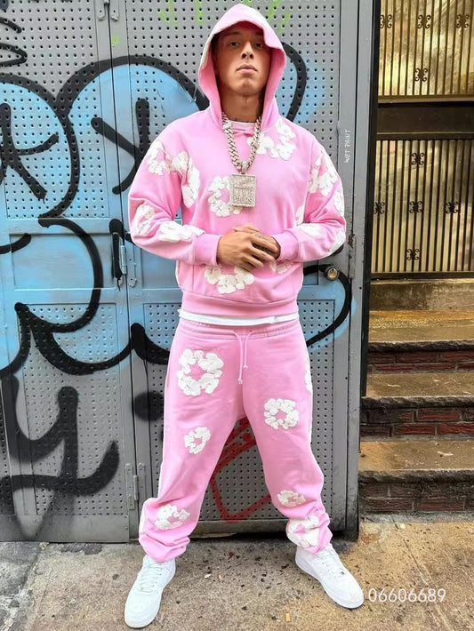 DENIM TEARS Kapok Flower American Style Hoodie MADE IN PORTUGAL Men's Trendy Jacket